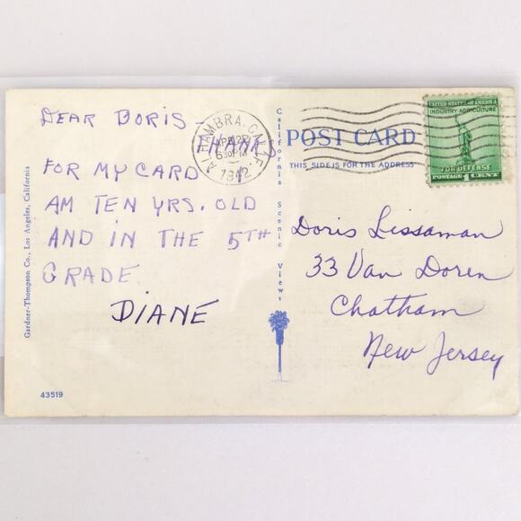 Vintage 1942 Linen Postcard Municipal Auditorium & Bathers Long Beach California - Picture 2 of 2